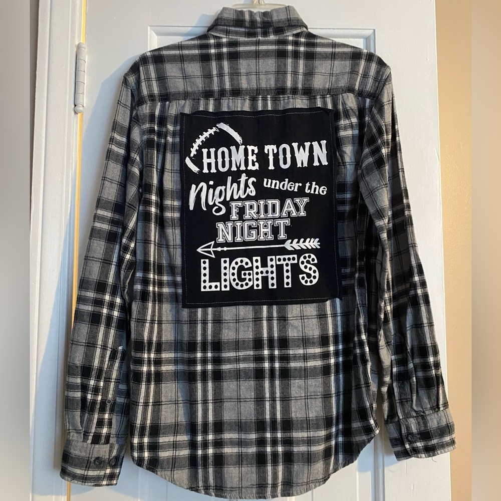 Upcycled football flannel shirt
